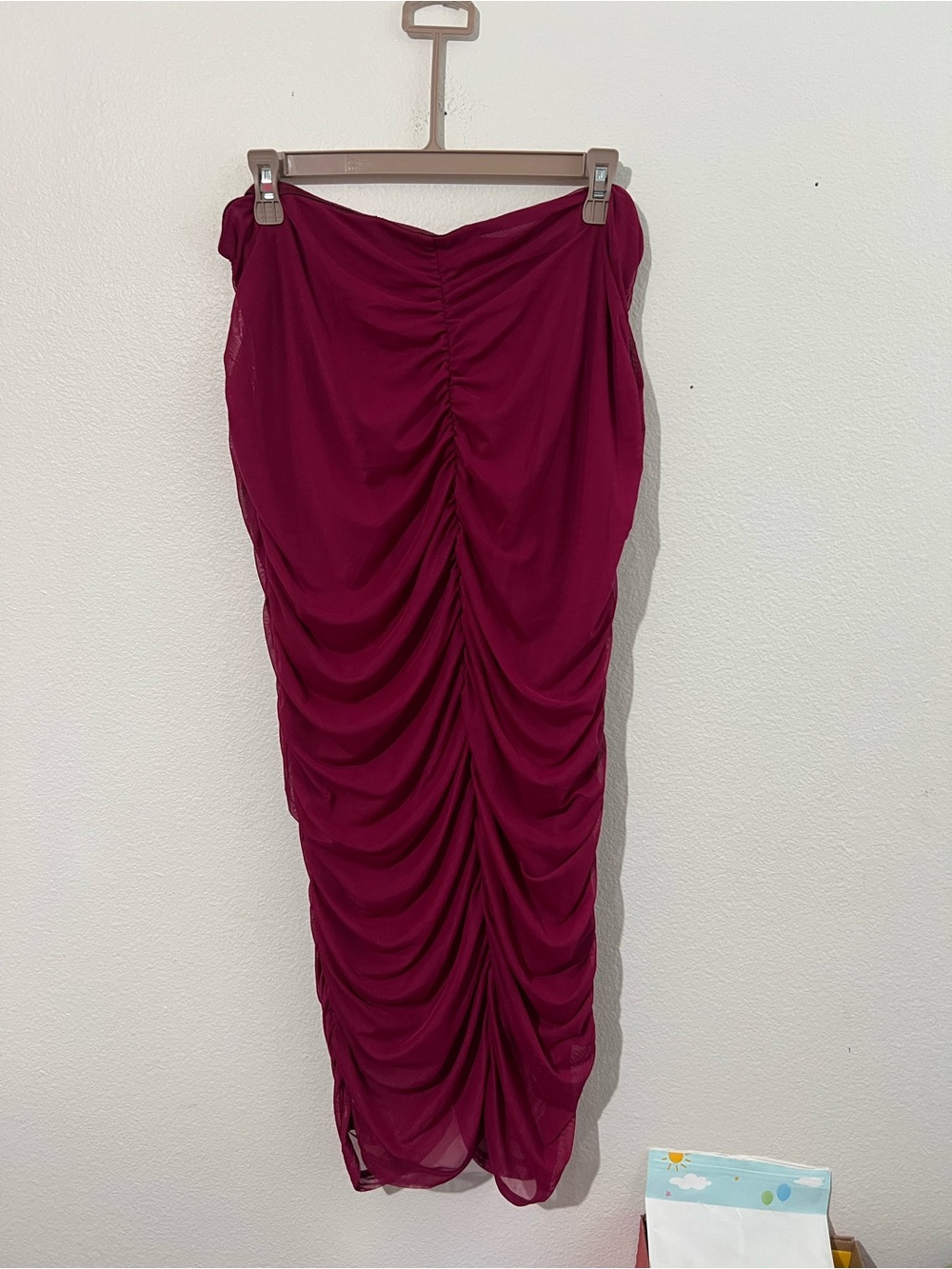 BOLD elements Ruched Berry Midi/Maxi  Skirt
